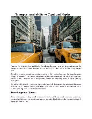 transport availability to capri and naples