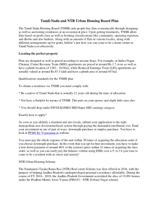 tamil nadu and ntr urban housing board plan