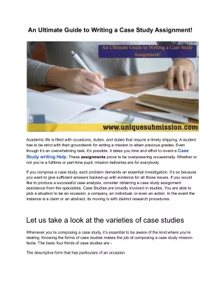 An Ultimate Guide to Writing a Case Study Assignment!