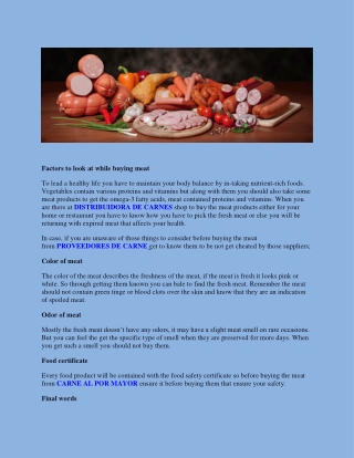 factors to look at while buying meat