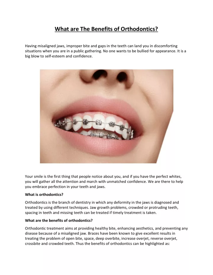 what are the benefits of orthodontics