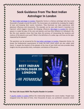 Seek Guidance From The Best Indian Astrologer In London