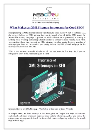 what makes an xml sitemap important for good seo