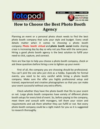 how to choose the best photo booth agency