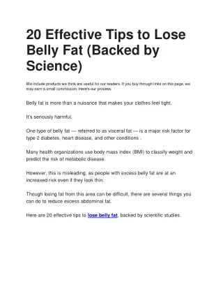20 effective tips to lose belly fat backed