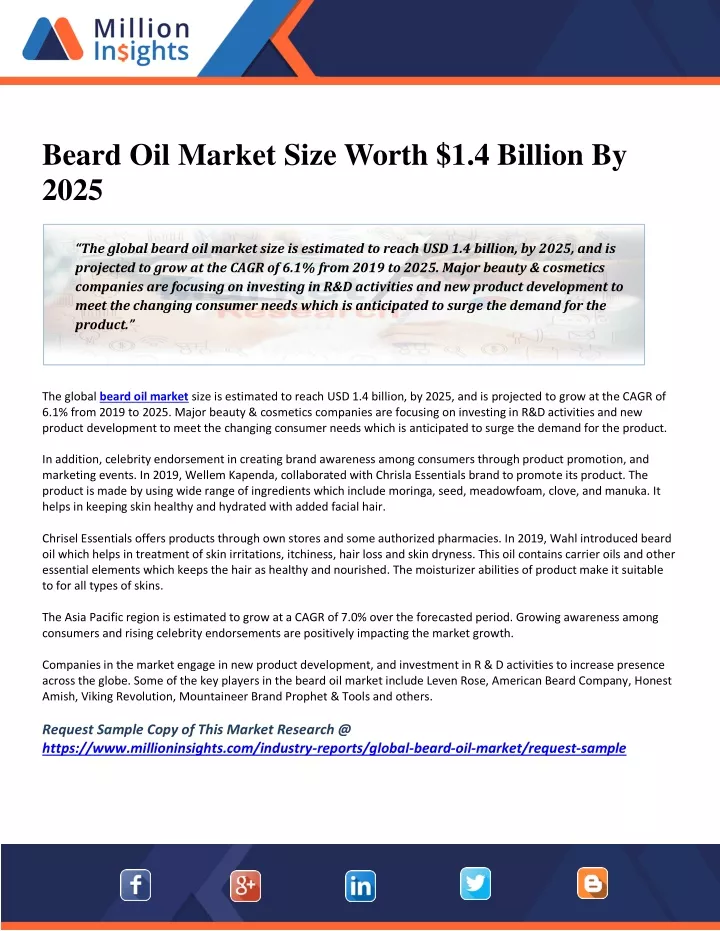 beard oil market size worth 1 4 billion by 2025