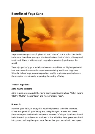 Benefits of Yoga-Sana