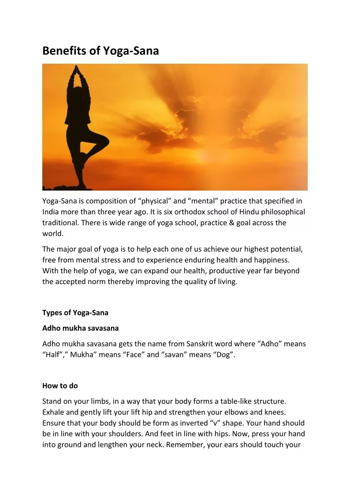 benefits of yoga sana