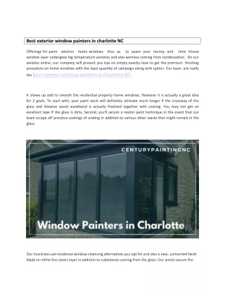 Best exterior window painters in charlotte NC