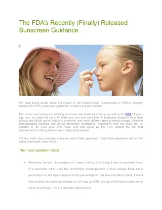 the fda s recently finally released sunscreen