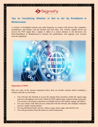 Tips on Considering Whether or Not to Set Up Broadband in Bhubaneswar
