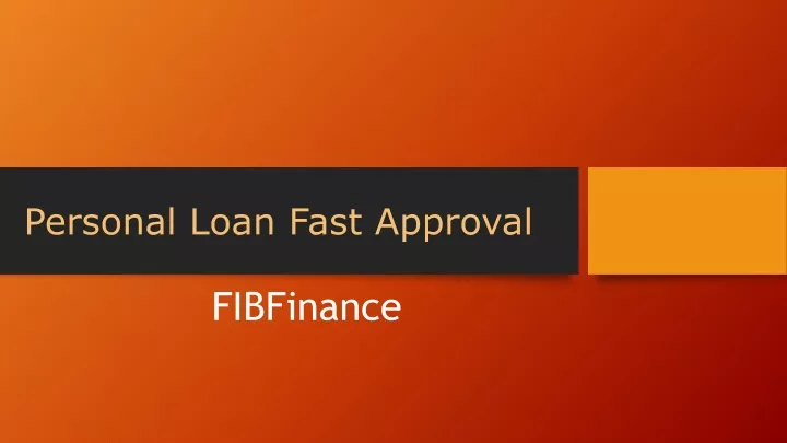 personal loan fast approval