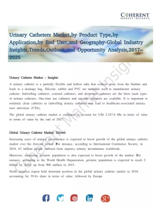 Urinary catheters market
