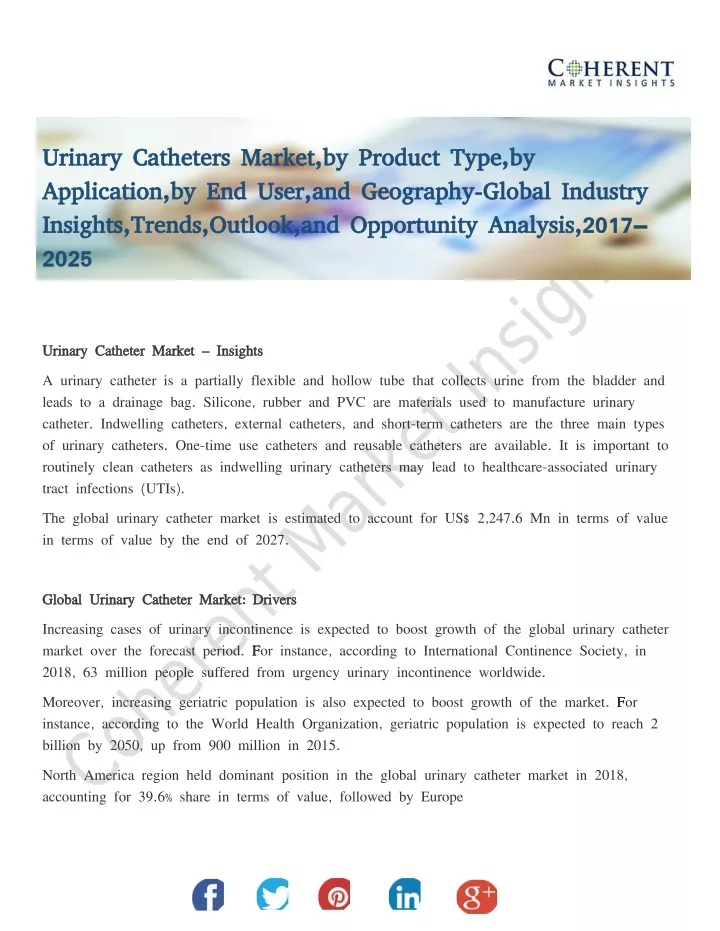 urinary catheters market by product type