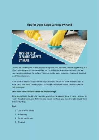 Tips for Deep Clean Carpets by Hand