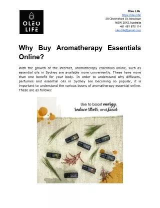 Why Buy Aromatherapy Essentials Online?