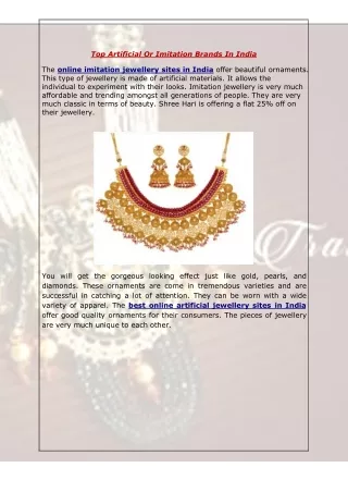 top artificial or imitation brands in india