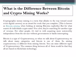 What is the Difference Between Bitcoin and Crypto Mining Works?