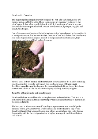 Water Extracted Organic Humic Acid