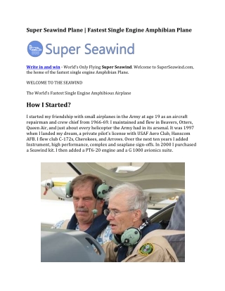 super seawind plane fastest single engine