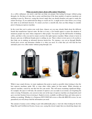 what you need to know about coffee maker read