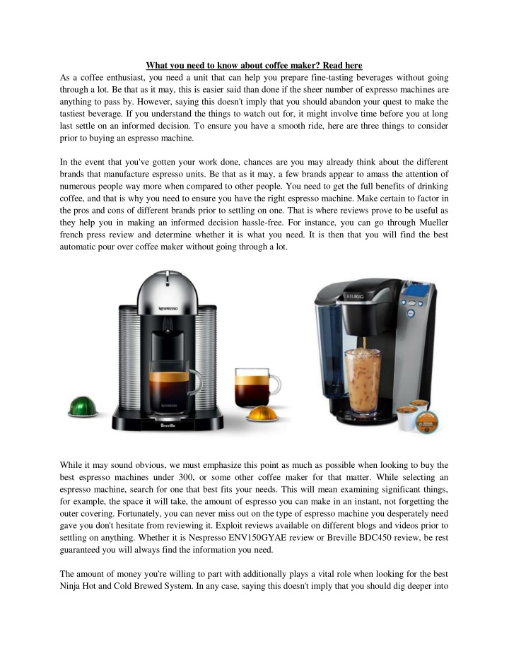 what you need to know about coffee maker read