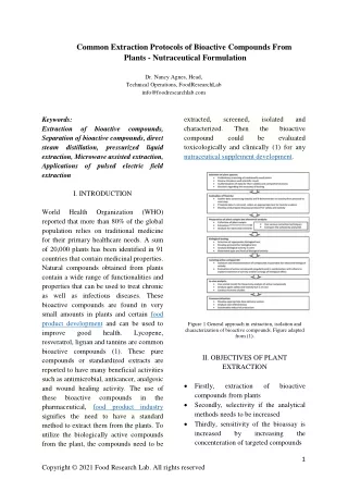 common extraction protocols of bioactive