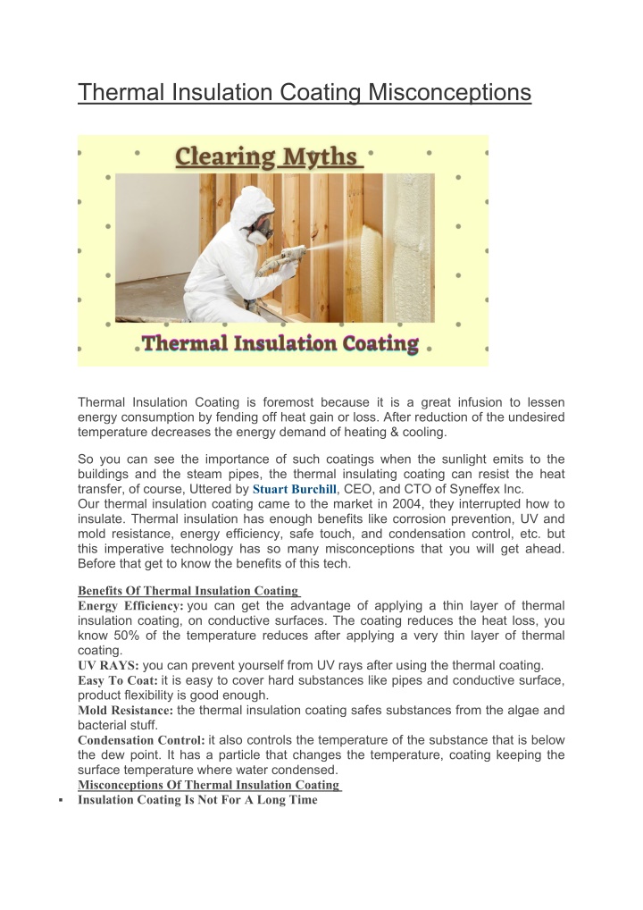 thermal insulation coating misconceptions