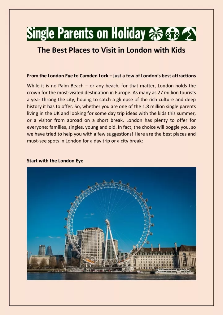 the best places to visit in london with kids