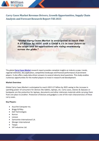 carry cases market revenue drivers growth