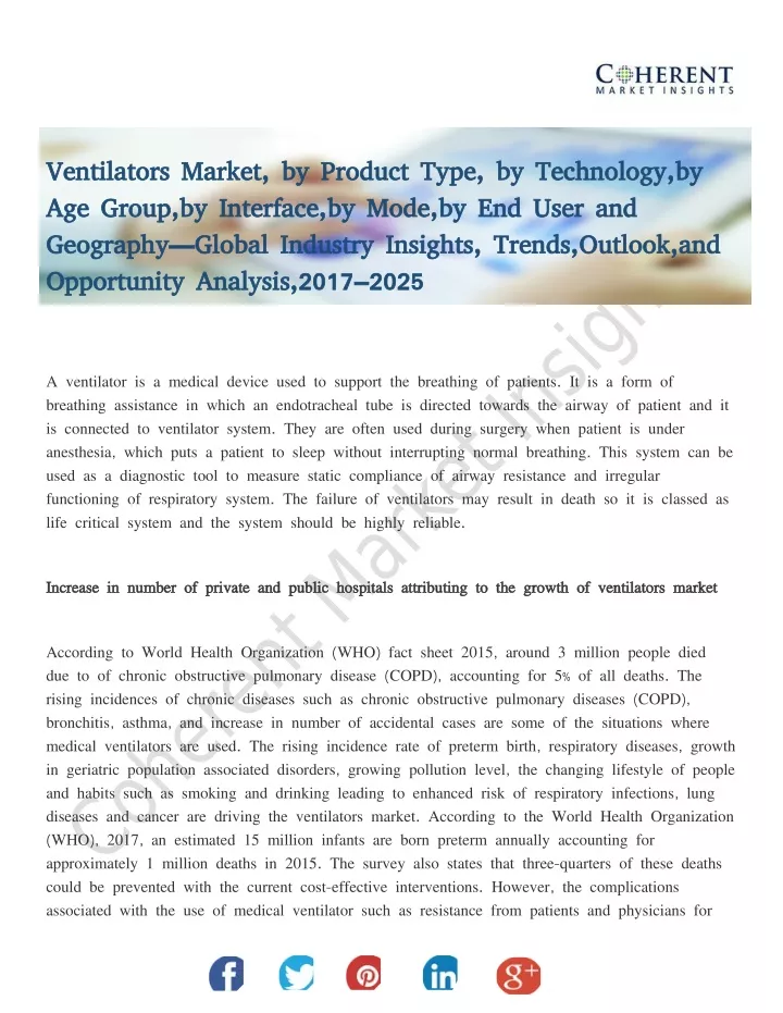 ventilators market by product type by technology