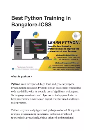 best python training in bangalore icss
