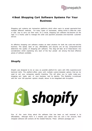 4 best shopping cart software systems for your