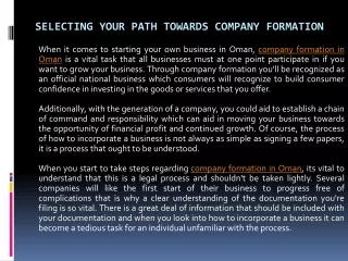 selecting your path towards company formation