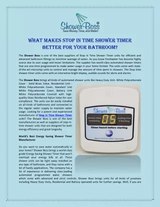 what makes stop in time shower timer better
