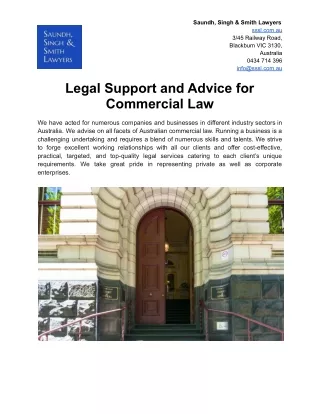 Legal Support and Advice for Commercial Law