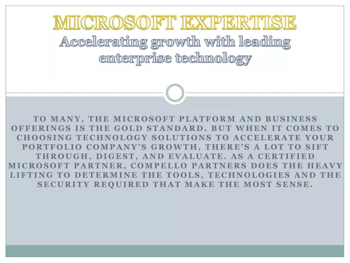 microsoft expertise accelerating growth with leading enterprise technology