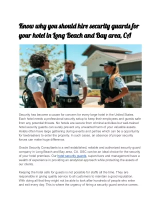 know wh yo shoul hir securit guard for your hote