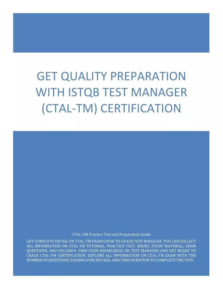 get quality preparation with istqb test manager