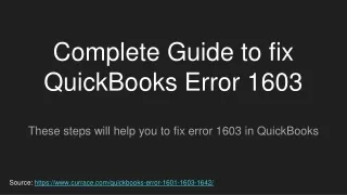 Complete Guide to fix QuickBooks Error 1603
