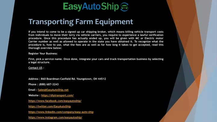 transporting farm equipment
