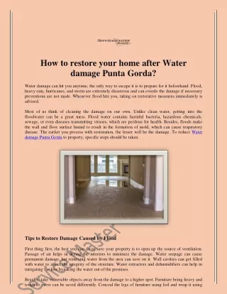 how to restore your home after water damage punta