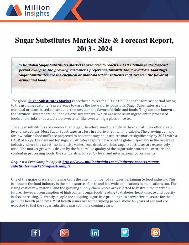 sugar substitutes market size forecast report