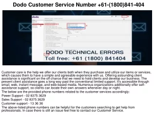 dodo customer service number 61 1800 841 404