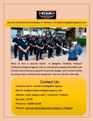 Security Guard Services Company in Thailand | Combatinvestigationagency.com
