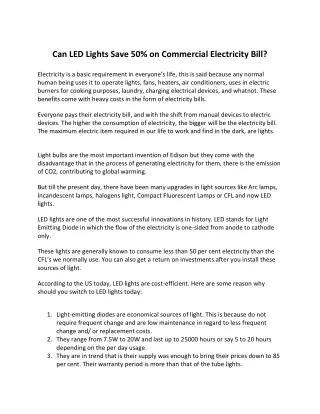 Can LED Lights Save 50% on Commercial Electricity Bill?