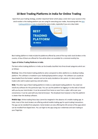 best trading platform in India
