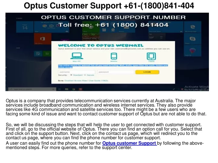 optus customer support 61 1800 841 404