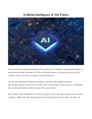 Artificial Intelligence & The Future
