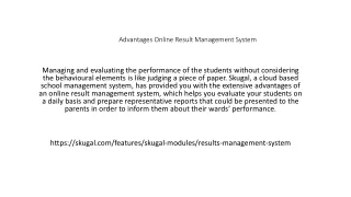 advantages online result management system